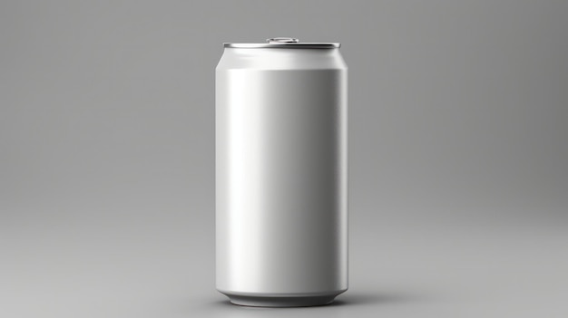 Clean gray background mockup of a beer can on a pristine surfacexA