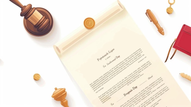 A clean illustration of a legal document with a seal symbolizing Constitution Day white background style by idea24club