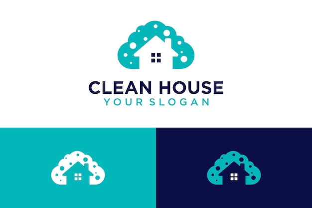 clean logo design with house and soap