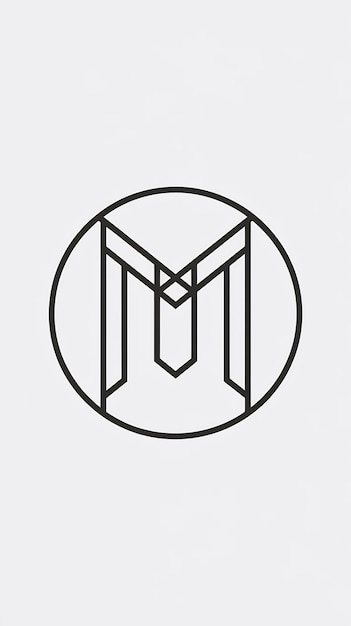 Photo clean m letter circle logo linear design