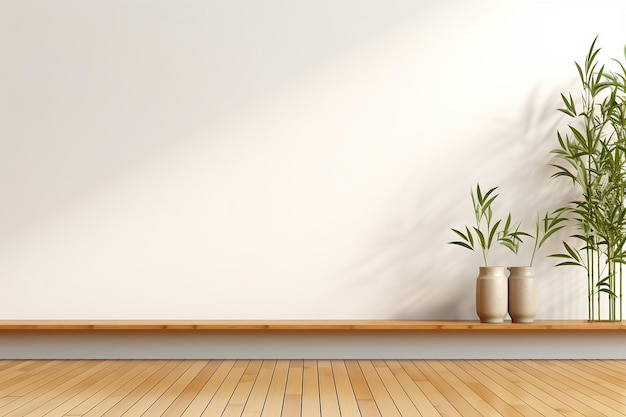 Clean and Minimal Wall Room with Bamboo Flooring