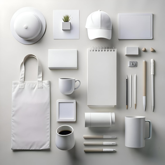 Clean and minimalist mockup set of white promotional items perfect for branding and design presentations