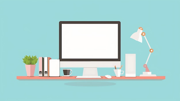 Photo clean minimalist workspace illustration