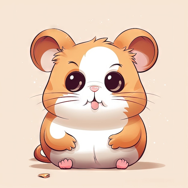 Clean and Minimalistic Hamster Digital Art on White Background