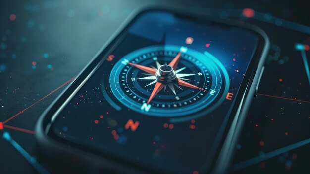 Photo a clean and modern digital interface displaying a compass app or navigation tool in a minimalist