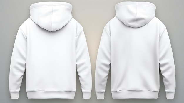 A clean and modern white sweatshirt mockup on a hanger with both front and back views AIgenerated