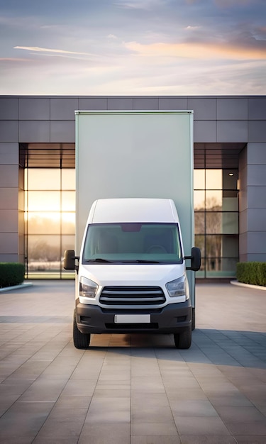 Photo a clean modern white van with a blank side panel perfect for showcasing your companys logo or design