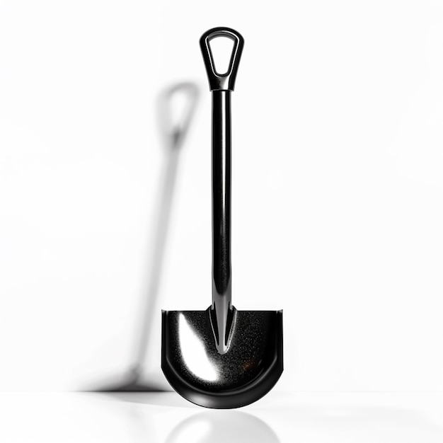 clean new stainless steel shovel isolated on a white background