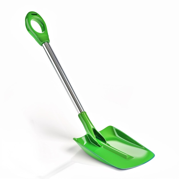 clean new stainless steel shovel isolated on a white background