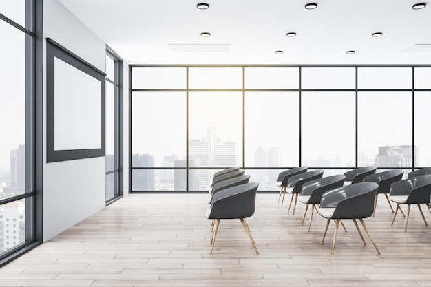 Clean presentation interior room with city view