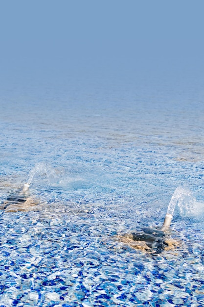 Clean pure water Fountain Refreshing ecologically water in summer heat sunny day