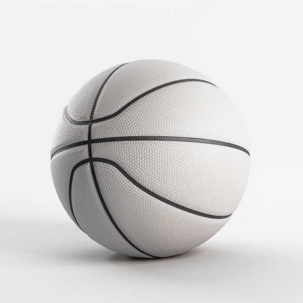 Clean and simple design of a white basketball with black lines