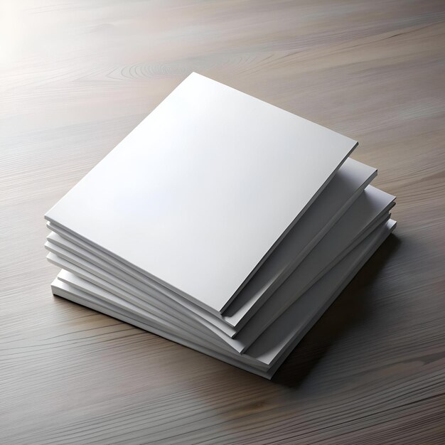 A clean and simple mockup of a stack of blank brochures or magazines perfect for showcasing your brand or design