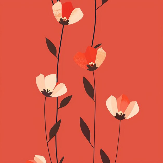 Photo clean and sleek a simple flat illustration of flowers on plain background