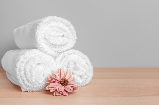 Clean soft towels on color 