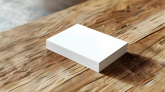 Clean White Business Card Mockup on Wooden Table Elegant Professional Presentation Design