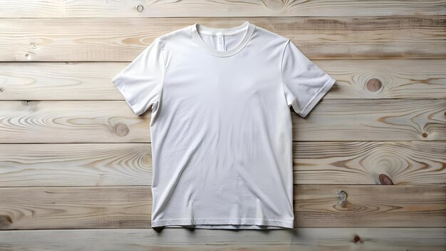 Photo a clean white t shirt mockup on a wooden background