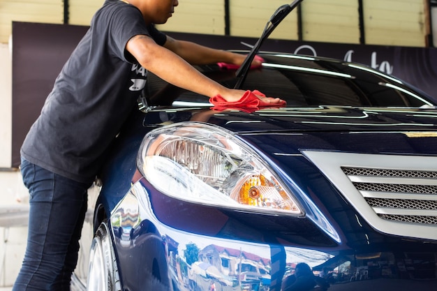 Cleaning the car Car detailing at car care shop