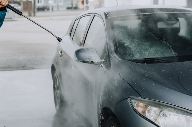 Cleaning Car Using High Pressure Water