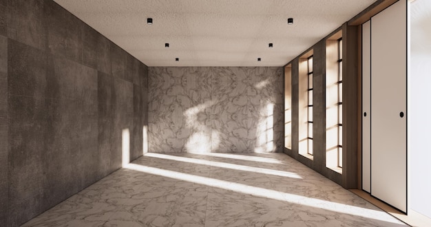 Cleaning empty room interior japandi wabi sabi style3D rendering