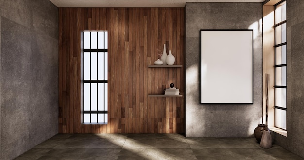 Cleaning empty room interior japandi wabi sabi style3D rendering