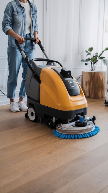 Photo cleaning floor machine isolated on white background