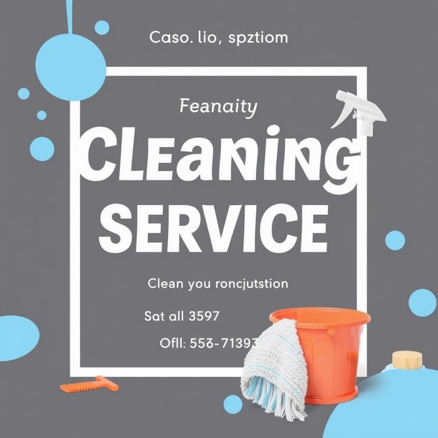 Cleaning service square flyer social media post or instagram banner template