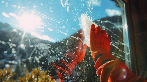 Photo the cleaning of window