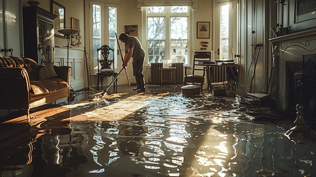 Photo cleaningafterflood_personprotectivescrubbing