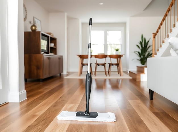 Photo cleansweep floor mop on sleek hardwood floors in modern home