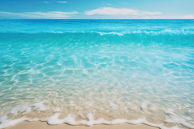 Clear Beach Water Surface Background Tropical Scene with Blue Water and Clear Beach Surface