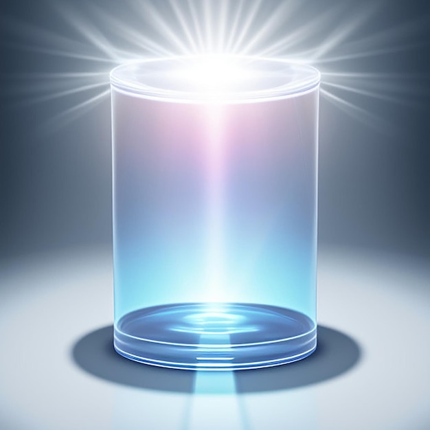 Photo a clear beaker with a light shining on it