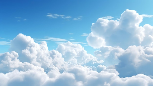 A clear blue sky filled with fluffy white clouds