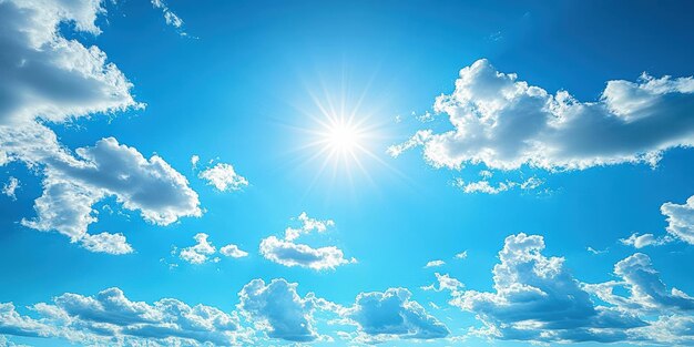 Photo a clear blue sky with bright clouds illuminated by the sun perfect for nature lovers and outdoor