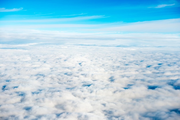 Clear blue sky with white clouds. Can be used as nature background