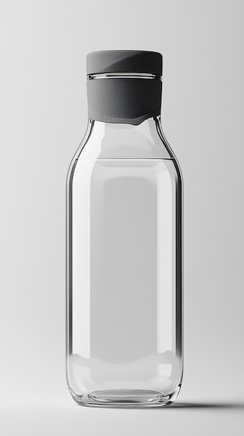 Photo a clear bottle with a black lid that says quot clear quot