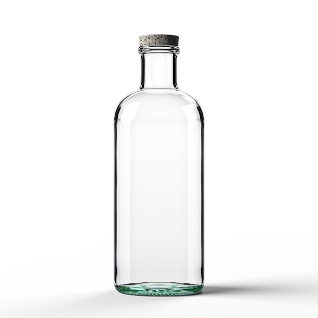 a clear bottle with a green top and a silver cap