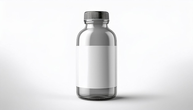 Photo a clear bottle with a silver cap and a black top