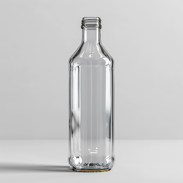 a clear bottle with a white background and a white background