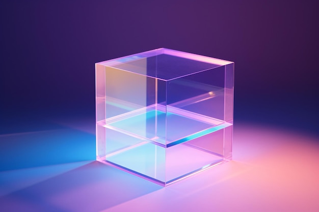 Photo a clear cube with two shelves