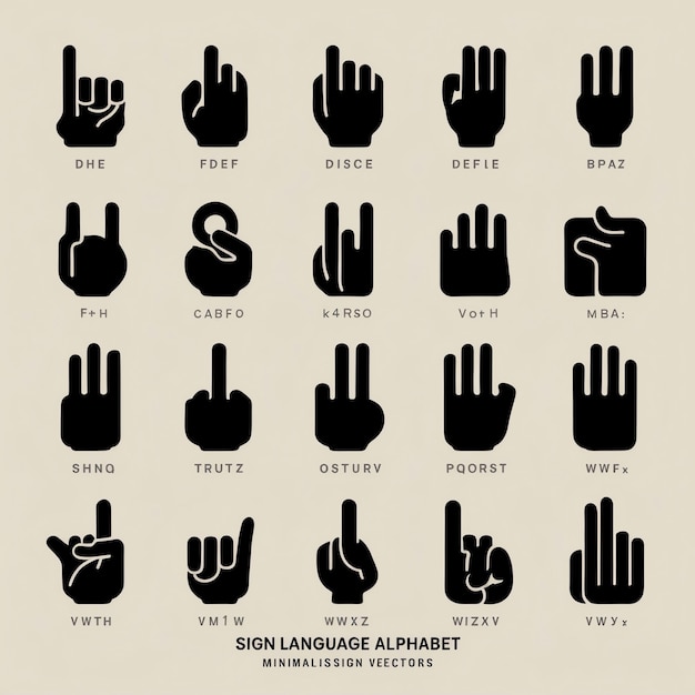 Photo clear and detailed sign language alphabet vectors