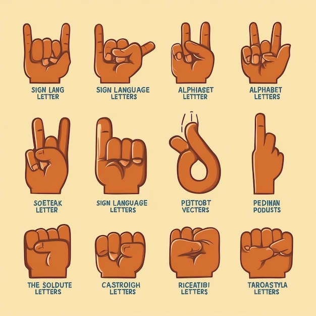 Clear and Detailed Sign Language Alphabet Vectors