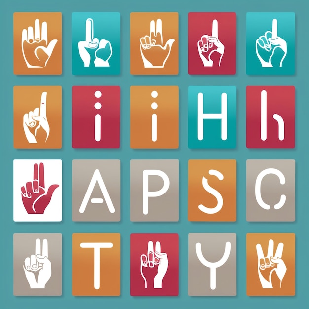 Photo clear and detailed sign language alphabet vectors