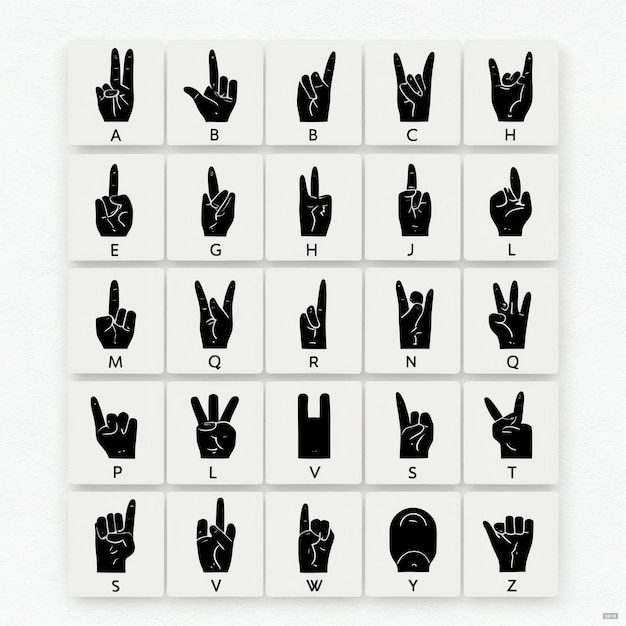 Photo clear and detailed sign language alphabet vectors