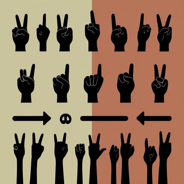 Photo clear and detailed sign language alphabet vectors