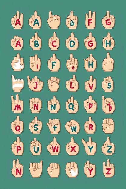 Photo clear and detailed sign language alphabet vectors