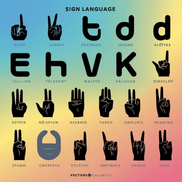 Clear and Detailed Sign Language Alphabet Vectors