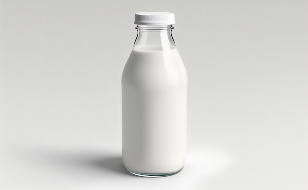 clear glass bottle filled with milk for mockup