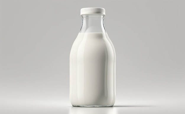 clear glass bottle filled with milk for mockup