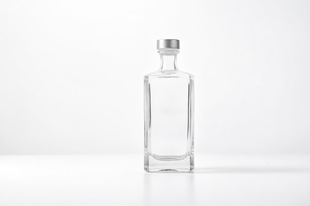 Clear Glass Bottle on a White Background